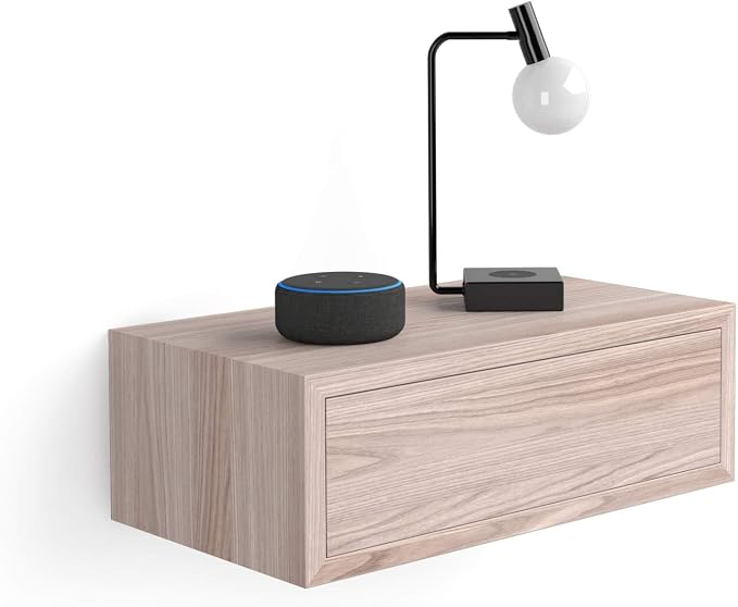 Mobili Fiver, Riccardo Floating nightstand, Pearled Elm, Made in Italy by MobiliFiver