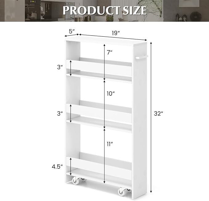 LOKO Slim Storage Cart, 4-Tier Rolling Cart - Image 8