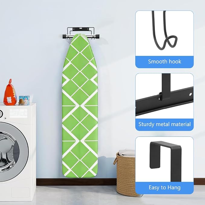 Ironing Board Holder Wall Mount, Over The Door & Wall Mount Metal Ironing Board - Image 5