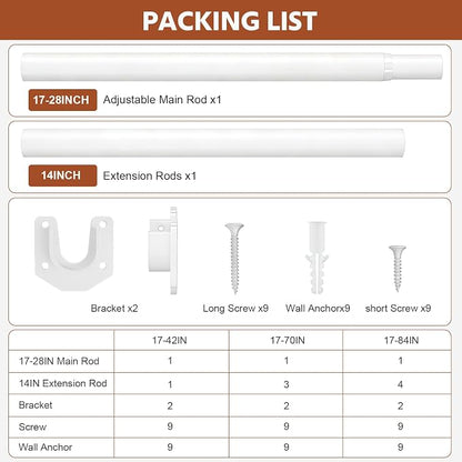 Closet Rods for Hanging Clothes, 17-42 Inch Stepless Adjustable Closet Rod - Image 7