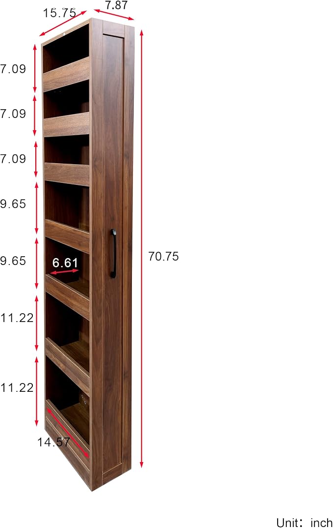 Slim Rolling Storage Cart, 7-Tier Pull-Out Spice Rack - Image 2