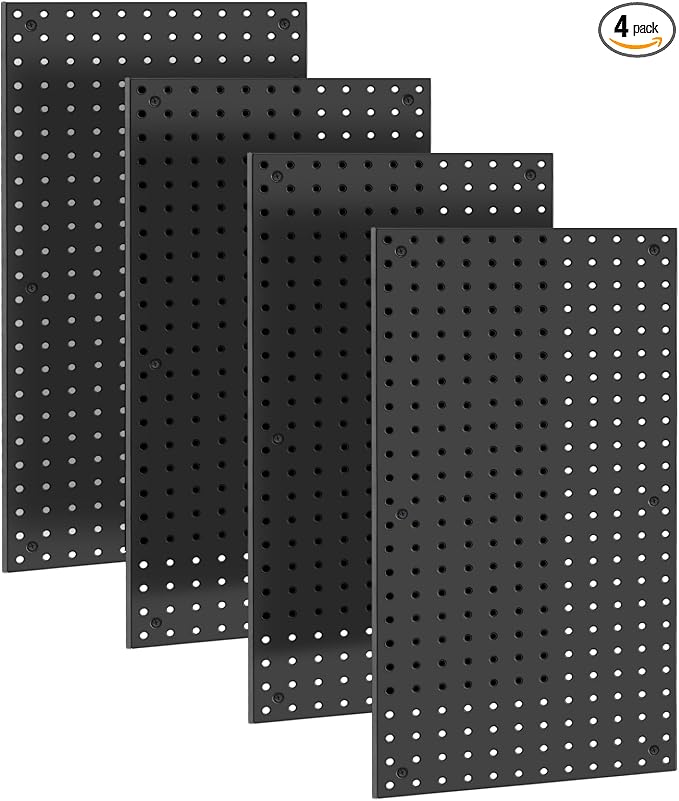 4 Pack 12-Inch X 24-Inch Metal Pegboard Wall Panels, Peg Boards by Daanxw