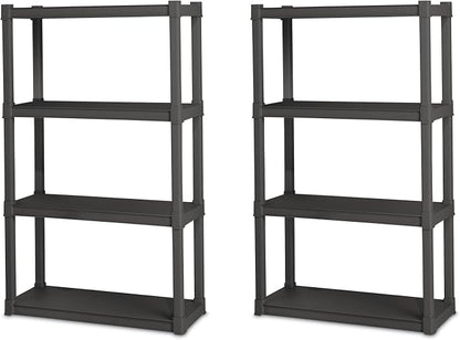 Sterilite 2-Pack 4 Shelf Unit, Heavy-Duty Shelving Storage and Utility Rack by Sterilite