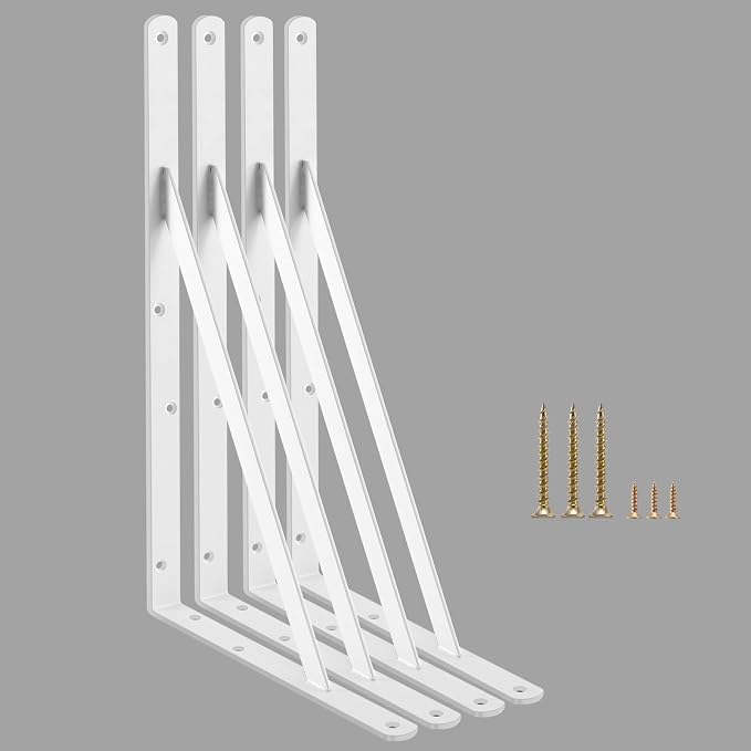 4 Pack L18 x H 12" White Heavy Duty Shelf Brackets - Image 7