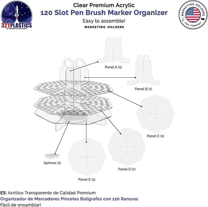 Marketing Holders 120 Slot Pen Holder Clear Acrylic Organizer Tabletop Display - Image 5