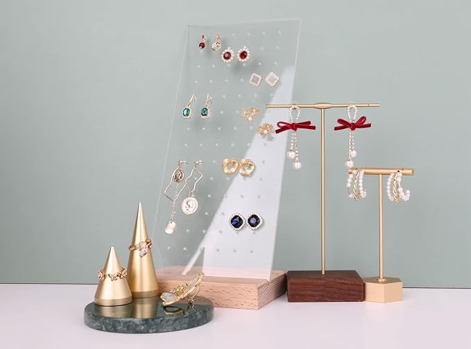 GemeShou Beech earring display for selling jewelry, wooden earring holder for - Image 9
