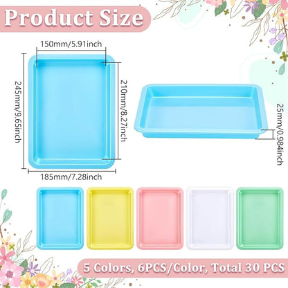 30Pcs Plastic Art Trays, 9.6 x 7.3 Inches Activity Craft Sand Trays Flat - Image 2