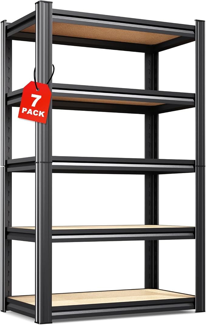 7-Pack 5-Tier Heavy Duty Metal Shelving Units, Adjustable Steel Storage Racks by CreatingaComfortableLiving