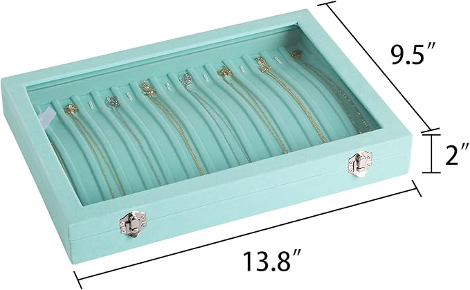 Frebeauty 15 Hooks Necklace Tray Velvet Neckalce Organizer - Image 2