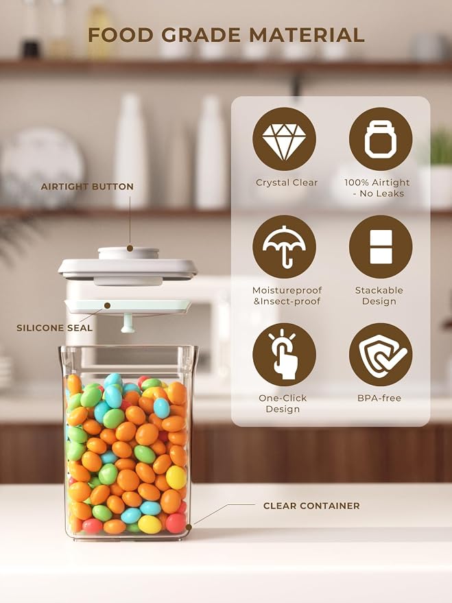 Pop Air Tight Containers Stackable- 2-Pack Cereal Storage Containers - Image 5