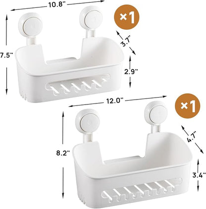 LEVERLOC Shower Caddy Suction Cup Shower Shelf Basket Suction Pack of 2 One - Image 3