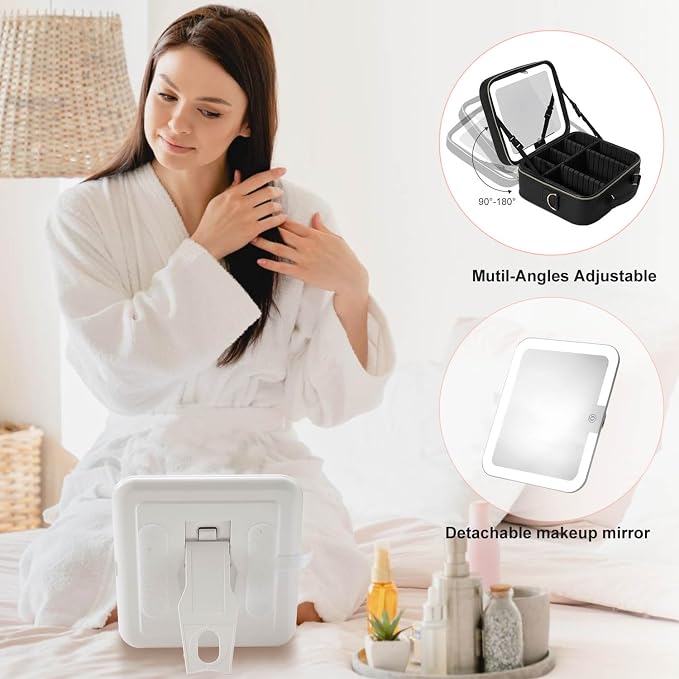Mocado Travel Makeup Bag with LED Lighted Mirror, Travel Makeup Organizer - Image 5