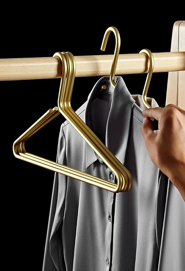Premium Matte Gold Aluminum Coat Hangers 100 Piece Set, 16.5” Extra Smooth & - Image 5