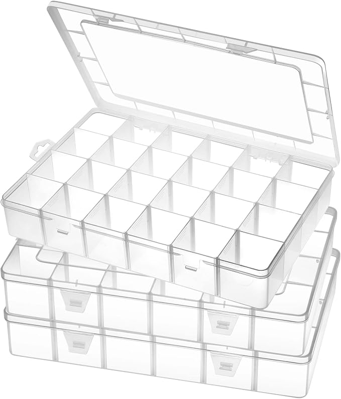 Gbivbe Large 24 Grids Plastic Organizer Box Adjustable Dividers, Art DIY Crafts by Gbivbe