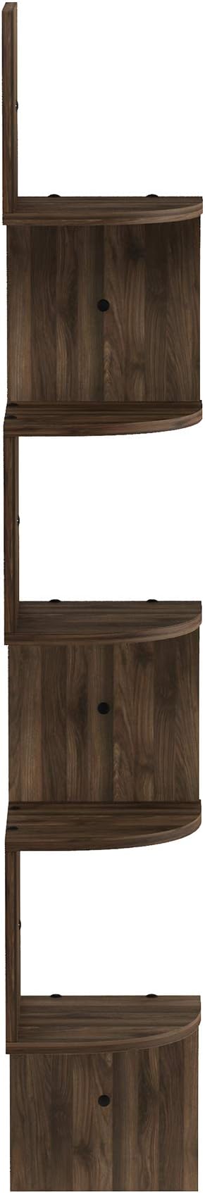 Furinno Rossi Wall Mount Floating Corner Shelf, 5-Tier Radial, Columbia Walnut - Image 6