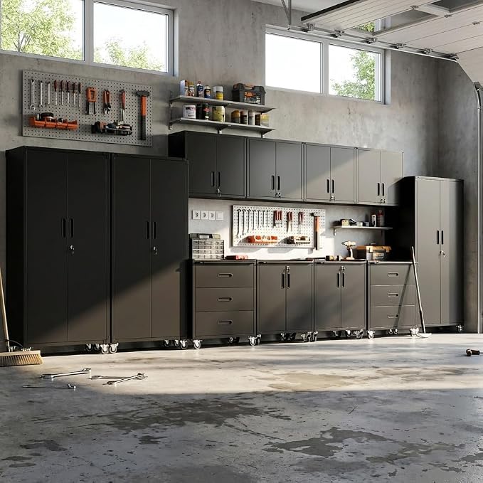 12-Piece Heavy Duty Steel Garage Cabinet System | All-in-One Modular Garage - Image 9