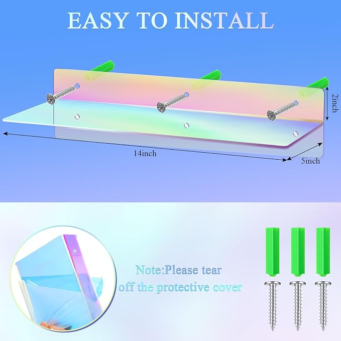 Blulu 8 Pcs Acrylic Floating Shelf - Image 3