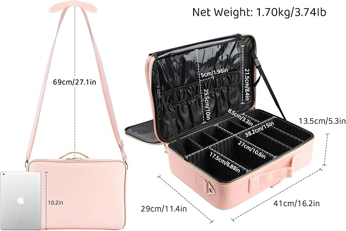 JOURMON Travel Makeup Train Case, Large Capacity Cosmetic Bags - Image 2