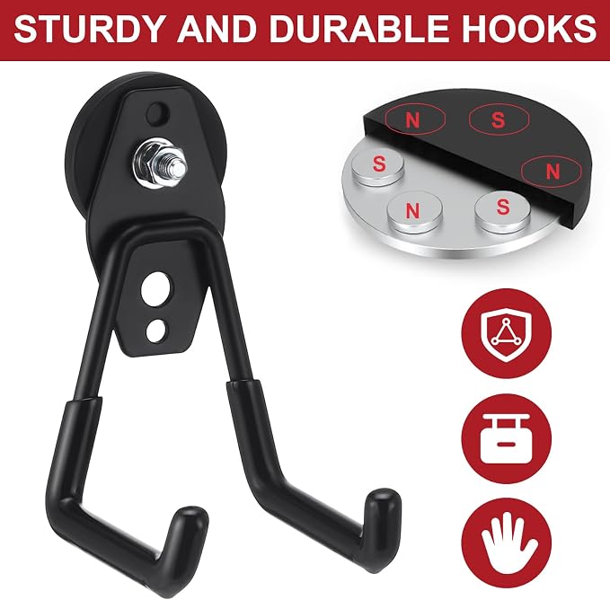 Landhoow Large Magnetic Hooks Heavy Duty Garage Magnet Hooks Strong Storage - Image 2