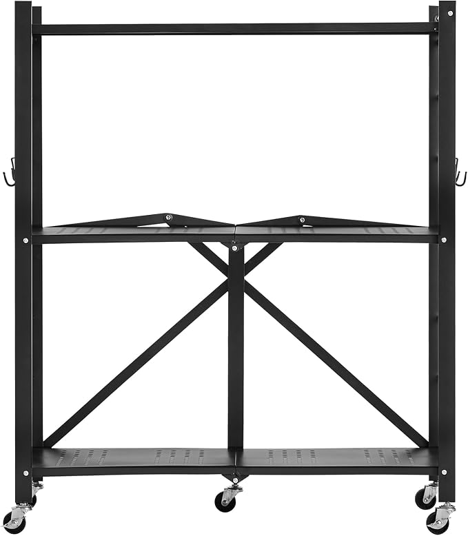 VEVOR 3-Tier Foldable Storage Shelf, 30W x 13D x 36H Inch Folding Metal Rack - Image 9