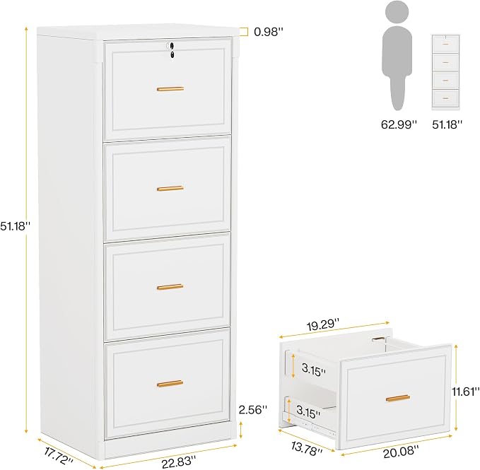 Tribesigns 4 Drawer File Cabinet - Image 2