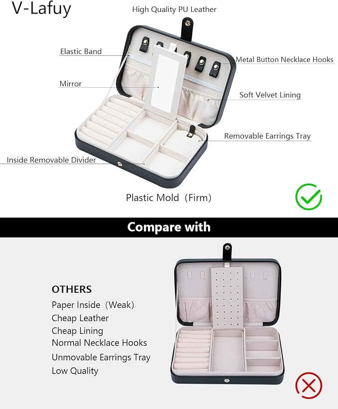 Small Jewelry Box, Travel Jewelry Case Portable Jewelry Boxes - Image 3