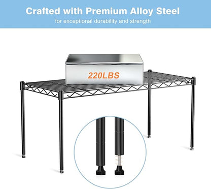 1-Tier Wire Shelf Rack, Single Metal Shelves Rack | Height Adjustable Metal - Image 6