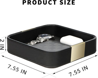 SANZIE Luxury Leather Desktop Storage Small Catchall Organizer Decorative Tray - Image 6