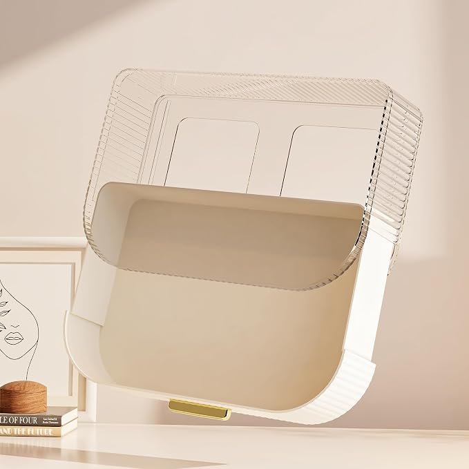 Makeup Organizer with 360° Rotating Brush Holder and Stackable Drawers - Image 7