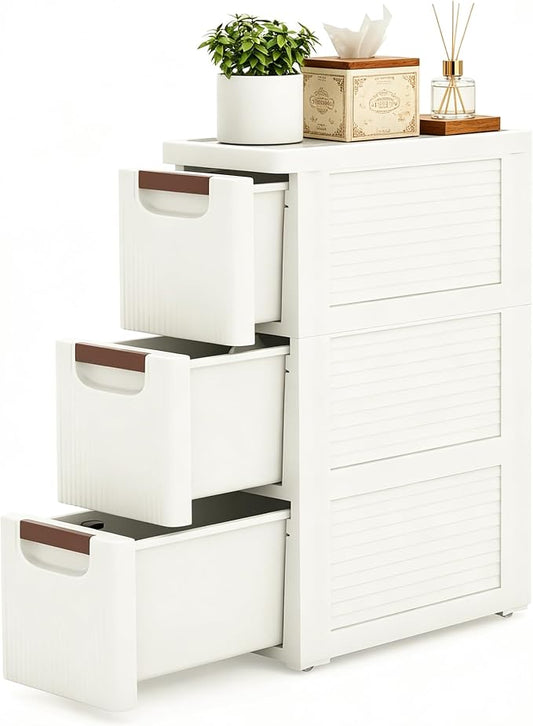 3 Drawers Narrow Bathroom Storage Cabinet, Slim Storage Cabinet, Plastic Slim by KUPABABI