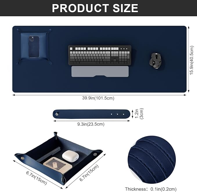 DAWNTREES Dual Sided Desk Mat, Leather Desk Pad, Cork Desk Mat Protector - Image 3