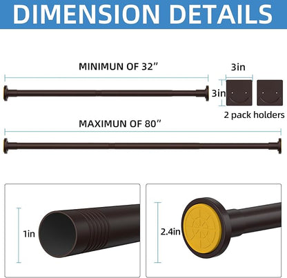 CorkLatta Matte Bronze Shower Curtain Rod, 1 Inch Diameter Stainless Steel - Image 6