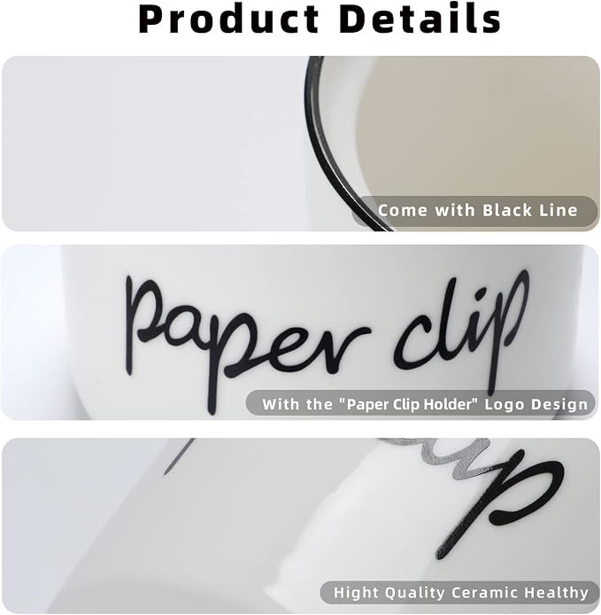 ONTUBE Farmhouse Paper Clip Holders, Ceramic Binder Clip Dispenser Organizer - Image 5