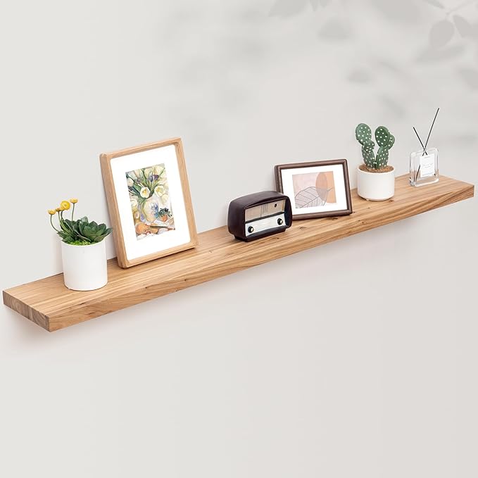 Axeman Floating Shelves for Wall, Rustic Elm Wood 56''W x 8" D Wall Shelf - Image 7