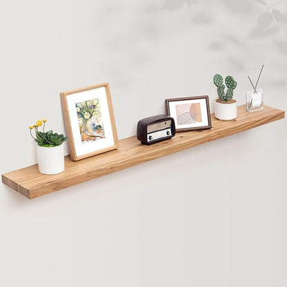 Axeman Floating Shelves for Wall, Rustic Elm Wood 56''W x 8" D Wall Shelf - Image 7