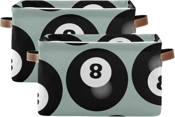 8 Number Pool Ball Billiards Green Pattern Storage Bins Box Foldable Shelf by Unknown