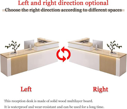 Receptionist Desk with LED Light，Wooden Salon Checkout Counter with Storage - Image 6