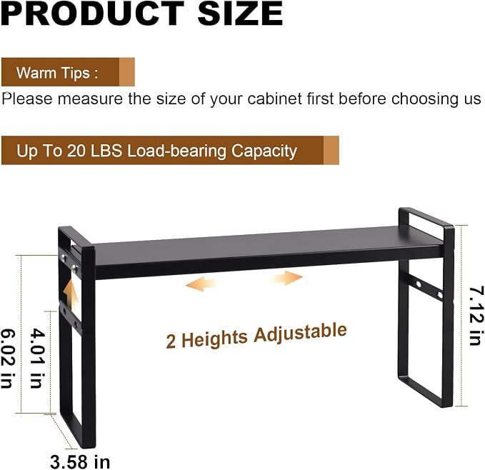 Expandable Narrow Medicine Cabinet Organizer Shelves Wide 3.58”, Metal Counter - Image 2