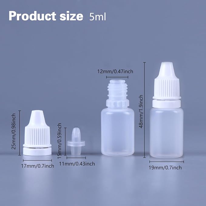 12PCS 5ML White Plastic Empty Squeezable Dropper Bottles Portable Eye Liquid - Image 2