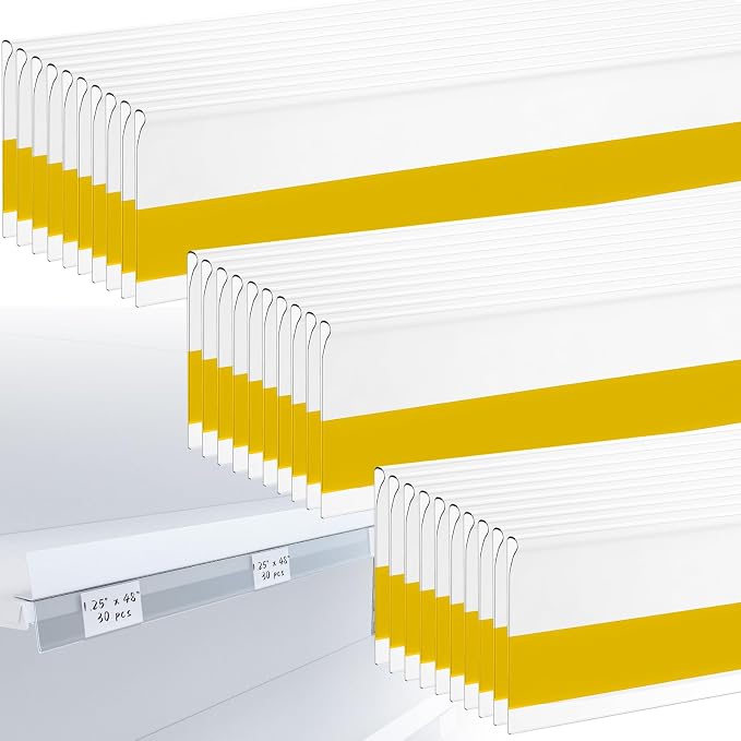 30 Pcs Shelf Label Strips, 1.25" H x 48" L Shelf Label Holders, Self Adhesive by Nalwort