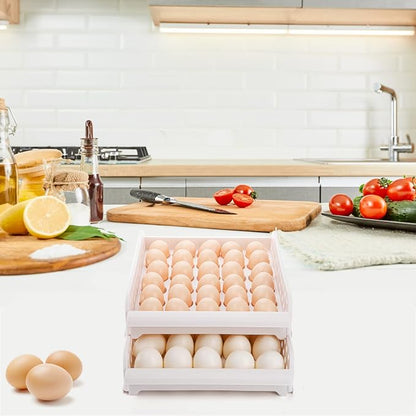 DEAYOU 60 Egg Drawer for Refrigerator, 2-Layer Stackable Egg Holder Storage - Image 7