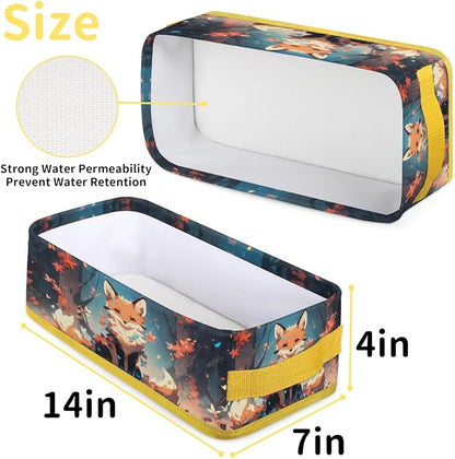 Colorful Fox Flower Tree Bathroom Storage Basket, Foldable - Image 2