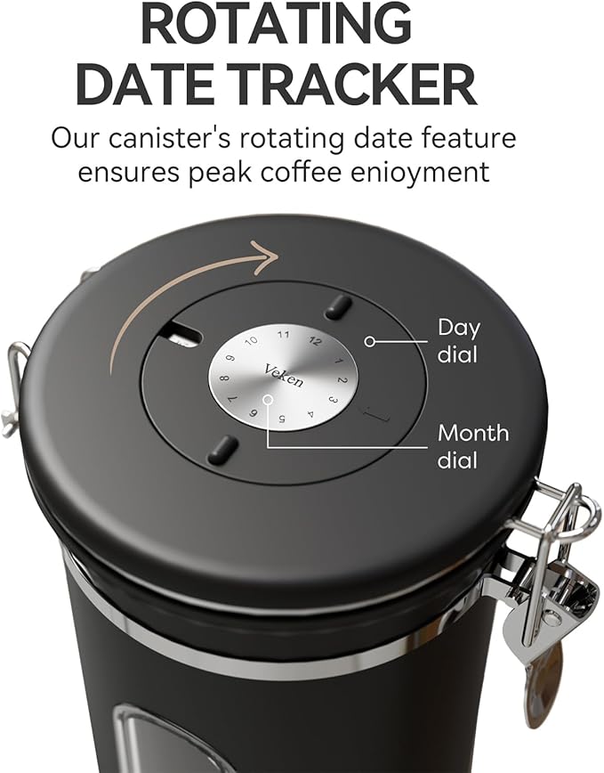 Veken Coffee Canister with Window, Airtight Stainless Steel Pantry Container - Image 5