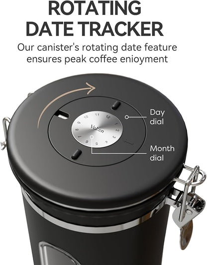 Veken Coffee Canister with Window, Airtight Stainless Steel Pantry Container - Image 5