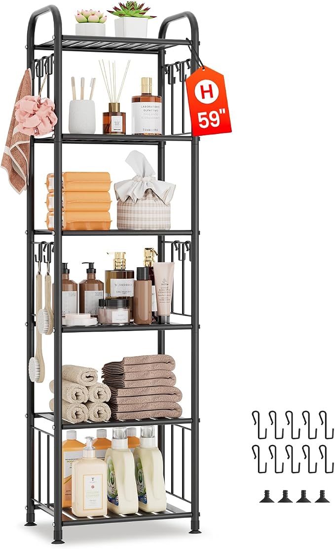 PouHenier.jh Tall Metal Narrow Skinny Shelf Unit by PouHenierjh