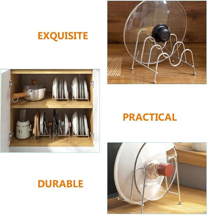 Uonlytech Multipurpose Silver Kitchen Pot Lid Holder Rack - Image 4