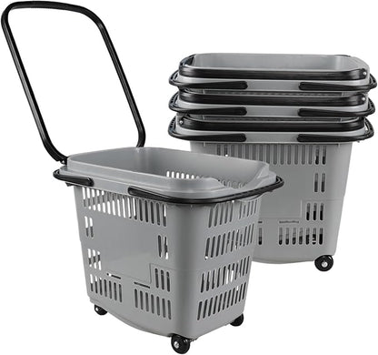 4 Pcs 50 L Plastic Rolling Shopping Basket - Image 8