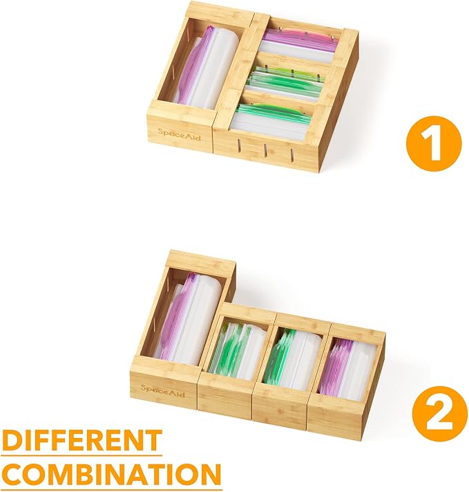 SpaceAid Bag Storage Organizer for Kitchen Drawer, Bamboo Organizer, Compatible - Image 5