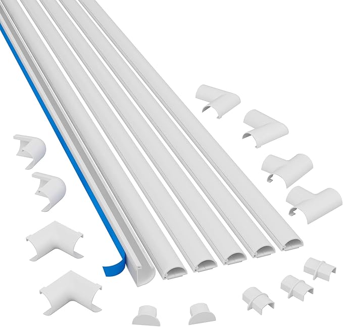 D-Line Small Cord Cover Kit, 30ft Self-Adhesive Wire Hider, Half Round Cord by D-LineUSAinc