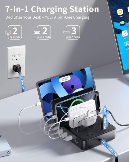 85W Charging Station for Multiple Devices, 7 Port USB Charger Stations - Image 4